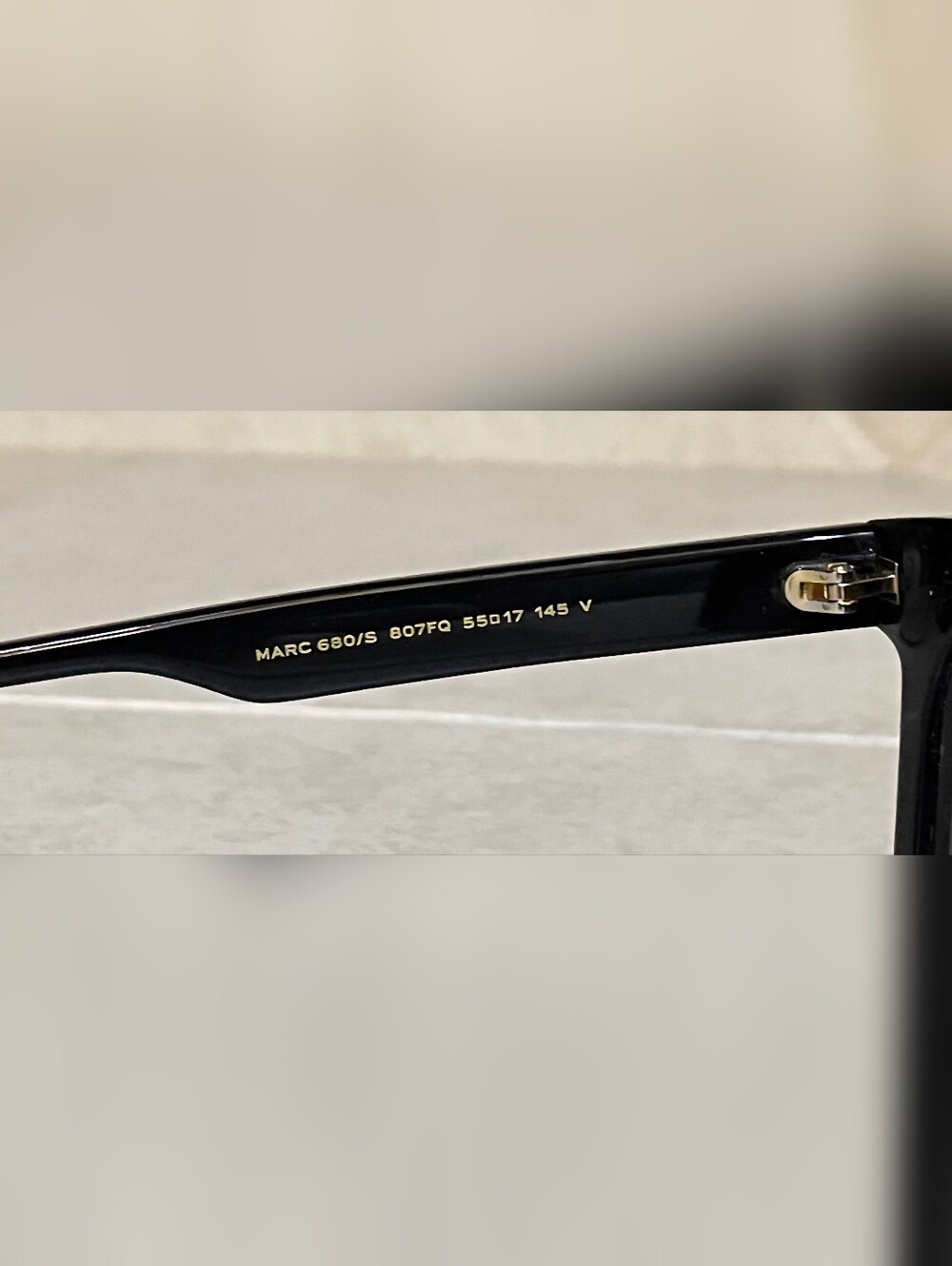 Marc Jacobs Black Square Sunglasses with Gold Accent - Picture 4 of 4